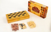 Шахматы, шашки, нарды 3 в 1 бамбуковые Zelart 341-161 Коричневый