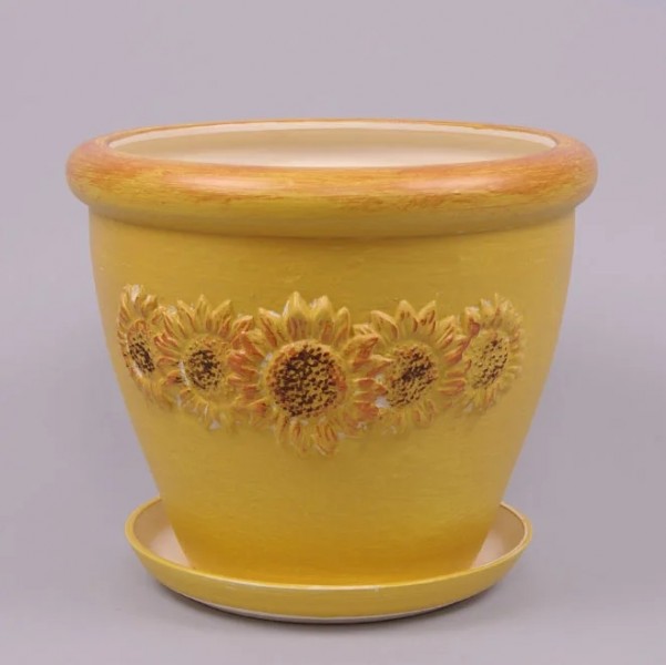 Горшок керамический Подсолнух Flora 17л желт