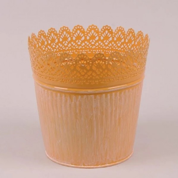 Кашпо металлическое оранжевое Flora D-18.5 см. 8908
