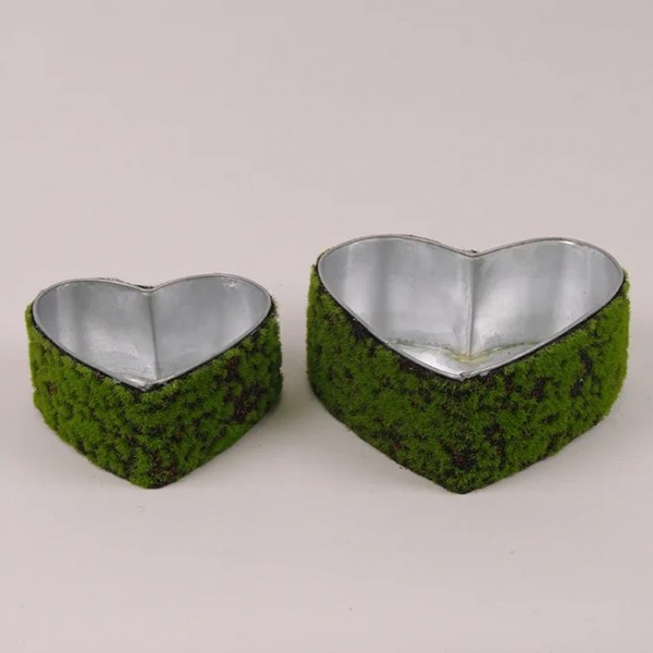 Комплект металевих кашпо Серце з мохом 2 шт. Flora 21633