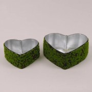 Комплект металлических кашпо Сердце с мхом 2 шт. Flora 21633