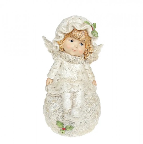 Фігурка новорічна Ангелочок на сніжці 18 см. Flora 11730
