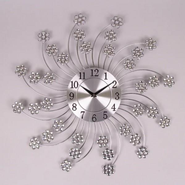 Часы металлические с стразами D-48 см. Flora 8742