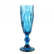 Комплект синіх скляних келихів Flora 