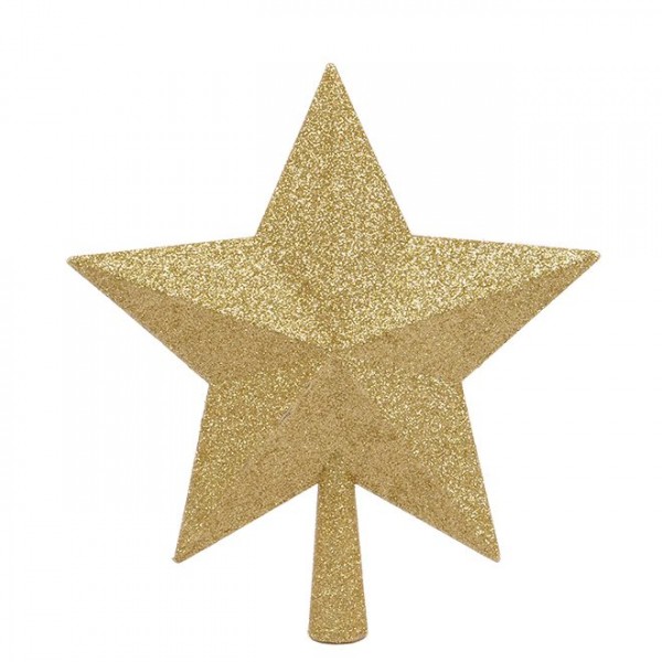 Верхушка пластиковая на елку Звезда золотая H-25 см. Флора 75854