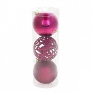 Набір пластикових новорічних кульок 3 шт. D-8 см. Флора 12440