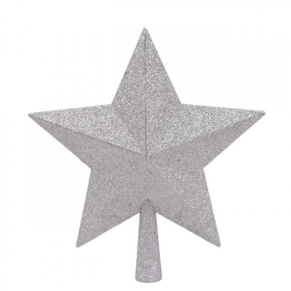 Верхушка пластиковая на елку Звезда серебряная H-25 см. Флора 75855