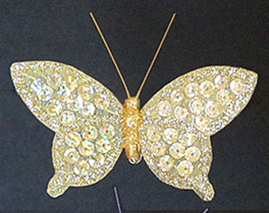 Набор (3шт) декоративных бабочек Bon 10см с клипсой, цвет - золото 780-B27