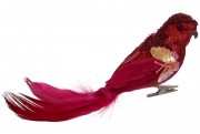 Декоративний птах на кліпсі Bon Павич 18см, колір - бордо 155-522-9