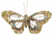 Декоративная бабочка Bon на клипсе 11см, цвет - золото 117-902
