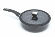 Сковорода глибока з кришкою А-Плюс з мармуровим покриттям та індукційним дном D28см 1508 MPL-1508