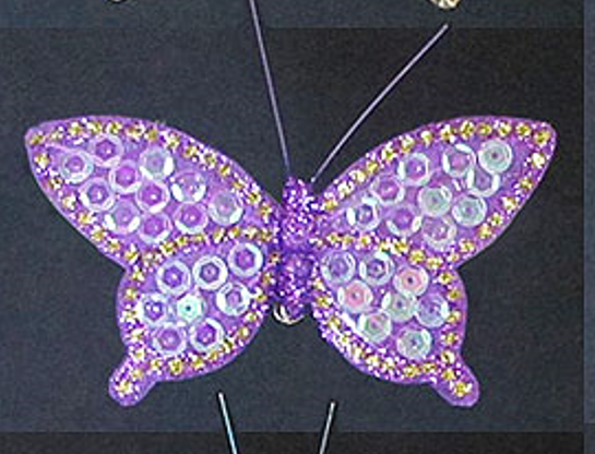 Набор (3шт) декоративных бабочек Bon 10см с клипсой, фиолетовый 780-B27