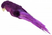 Декоративная птица Bon 32см Попугай на клипсе, цвет - фиолетовый 117-914