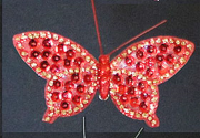 Набор (3шт) декоративных бабочек Bon 10см с клипсой, красный 780-B27