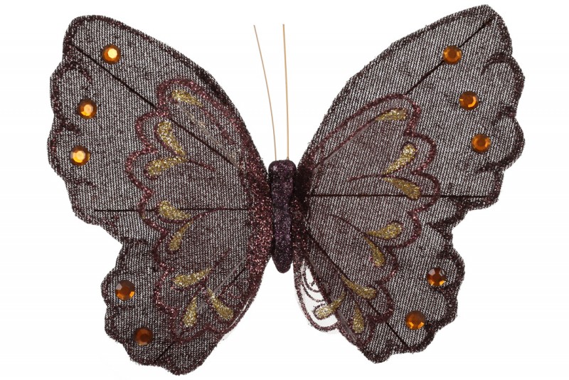 Декоративний метелик Bon на кліпсі 21см, колір - коричневий 117-912