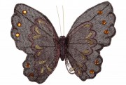 Декоративная бабочка Bon на клипсе 21см, цвет - коричневый 117-912