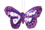 Декоративная бабочка Bon на клипсе 11см, цвет - фиолетовый 117-902