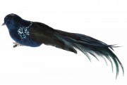 Декоративний птах Bon на кліпсі 30см, колір - глибокий синій з чорним 499-040