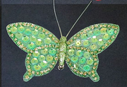 Набор (3шт) декоративных бабочек Bon 10см с клипсой, цвет - зелёный 780-B27