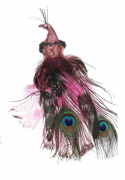 Декоративная птица Bon с клипсой Павлин, 27см, розовый 743-357