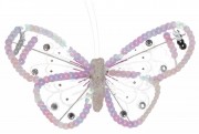 Декоративная бабочка Bon на клипсе 15см, цвет - белый 117-872-3