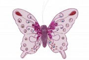 Декоративная бабочка Bon на клипсе 14см, цвет - розовый 117-870-3