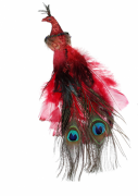 Декоративная птица Bon с клипсой Павлин, 27см, красный 743-357
