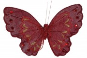 Декоративная бабочка Bon на клипсе 21см, цвет - красный 117-912-3
