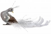 Декоративная птица Bon на клипсе Павлин 17см, цвет - серебро 155-528-4