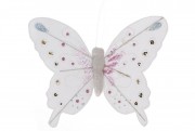 Декоративная бабочка на клипсе Bon 14см, цвет - белый 117-870-1