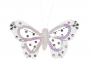 Декоративная бабочка Bon на клипсе 15см, цвет - белый 117-901-3