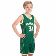 Форма баскетбольная подростковая NB-Sport NBA MILWAUKEE 34 BA-0971 L (10-13 лет) зеленый-желтый