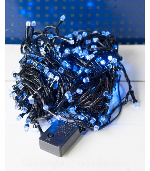 Гирлянда Рубин 8мм 500 LED черный провод 28м синий SEZ 1285-02