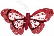 Декоративная бабочка на клипсе Bon 15см, цвет - красный 117-901-2