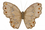 Декоративная бабочка Bon на клипсе 21см, цвет - золото 117-912-1