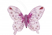 Декоративная бабочка Bon на клипсе 12см, цвет - розовый 117-858-3