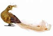 Декоративная птица Bon на клипсе Павлин 17см, цвет - золото 155-528-8