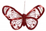 Декоративная бабочка на клипсе Bon 15см, цвет - красный 117-872-1