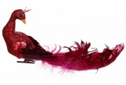 Декоративний птах Bon на кліпсі Павич 30см, колір - червоний 155-525-3
