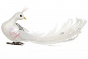 Декоративная птица Bon на клипсе Павлин 17см, цвет - белый 155-528-5