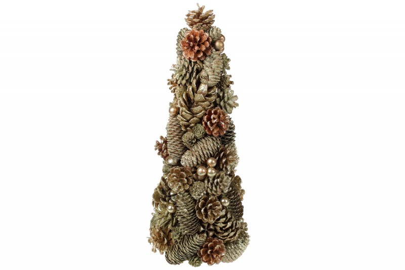 Ялинка декоративна Bon з натуральних шишок з ягодами, 43см, колір - коричневий 814-382