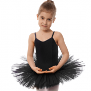 Купальник спортивный для танцев с юбкой-пачкой детский Zelart CO-9027 M (рост 122-134) Черный