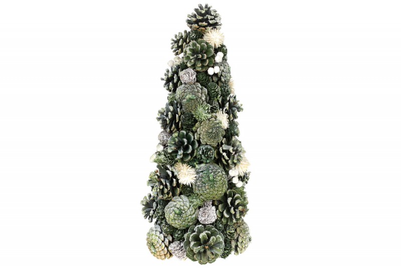 Ялинка новорічна Bon з декором з шишок, ягід та квітів, 38см, колір - зелений 743-373