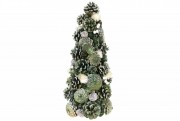 Елка новогодняя Bon с декором из шишек, ягод и цветов, 38см, цвет - зеленый 743-373