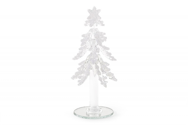 Декоративная стеклянная елка Bon 16см, цвет - белый 118-417