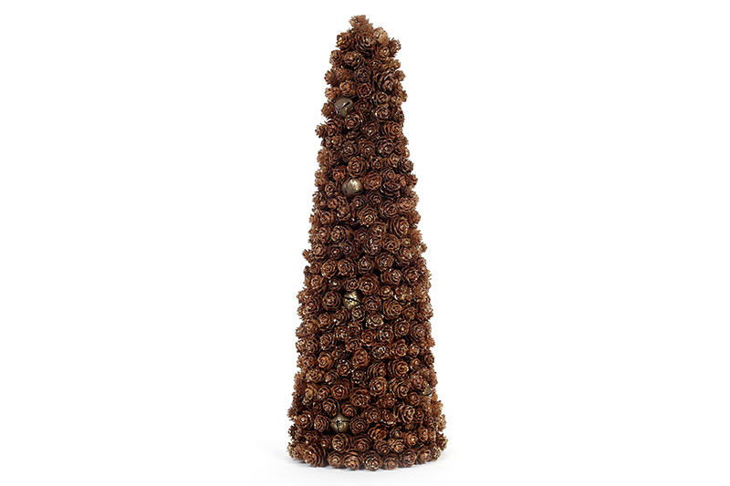Ялинка декоративна Bon з натуральних шишок з дзвіночками в золотій присипці 814-371