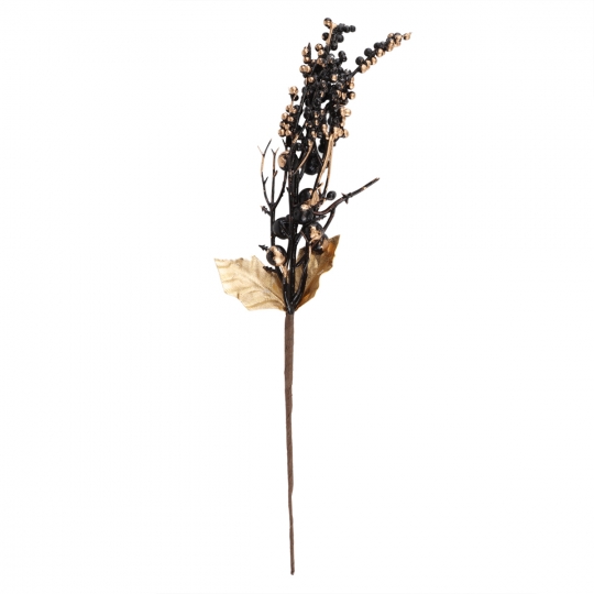 Декоративна гілка Зимовий подарунок чорно-золота (2010-127) Elso
