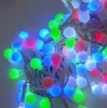 Гірлянда Кульки 10мм 100 LED білий провід 6м мульти Gonchar