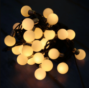 Гірлянда Лампочки 20 LED 7м 50мм чорний провід матові білі теплі Gonchar