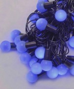 Гірлянда Кульки 40 LED 7м 18мм чорний провід перехідник синій Gonchar
